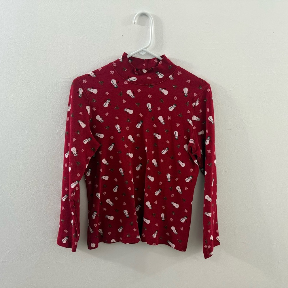 Croft & Barrow Red Snowman Long Sleeve Tee